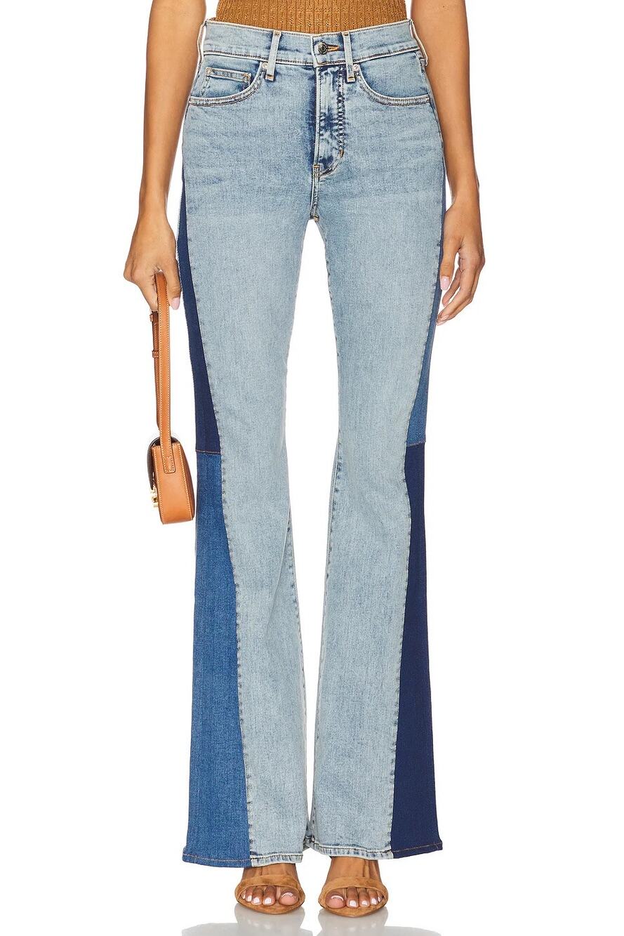 VERONICA BEARD Beverly Two-Tone Skinny Flare Jean in Ripple Dust